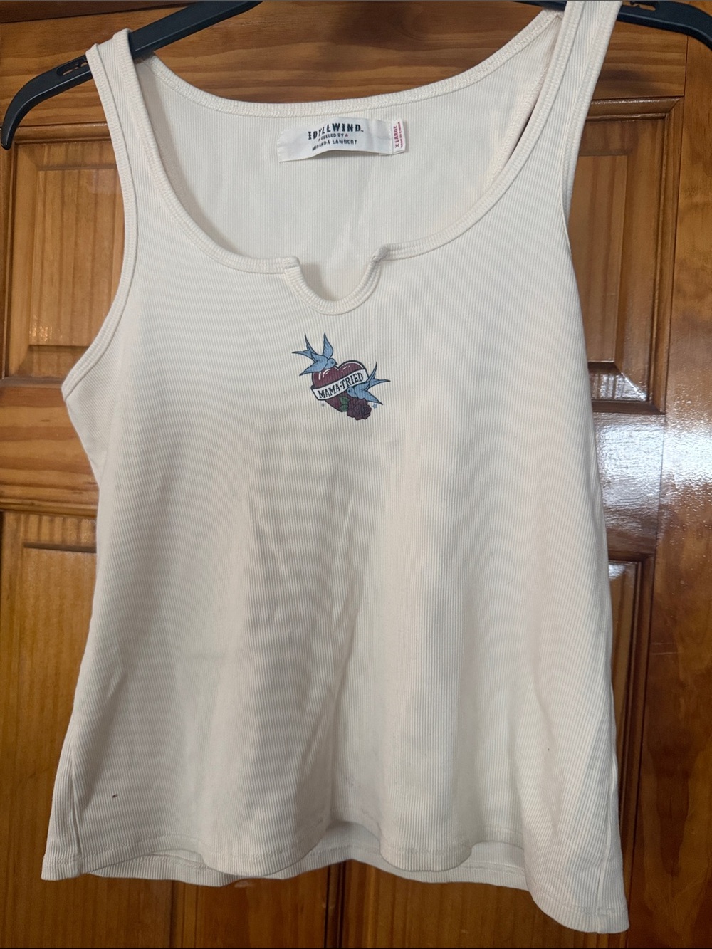 IDYLLWIND  “Mama Tried” Cream Ribbed Tank Top with Tattoo Graphic